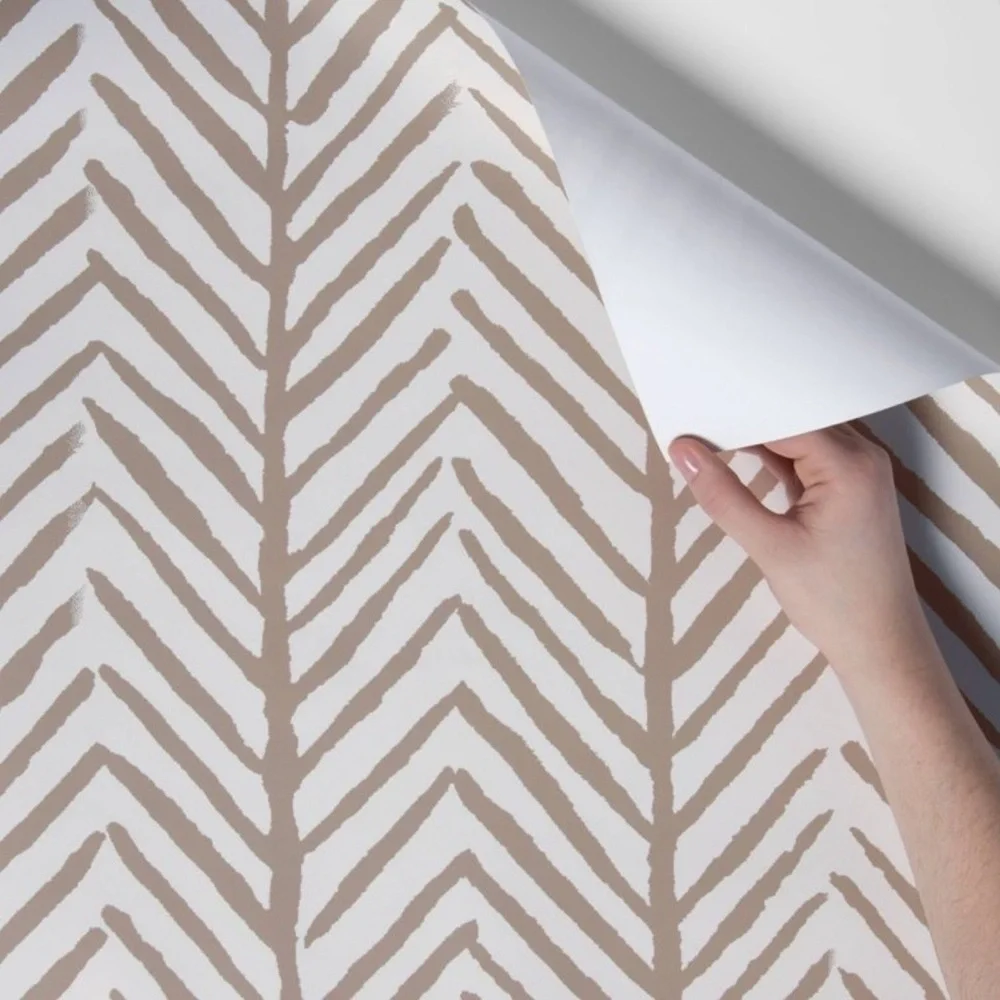 Neutral Taupe Chevron Wallpaper Roll - Home Wall Decor